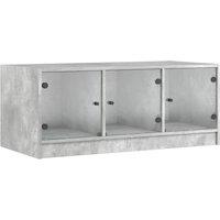 Berkfield Home Coffee Table with Glass Doors Concrete Grey 102x50x42 cm | Size: 102 x 50 x 42 cm