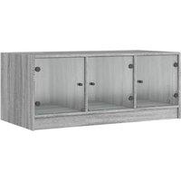 Berkfield Home Coffee Table with Glass Doors Grey Sonoma 102x50x42 cm | Size: 102 x 50 x 42 cm