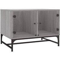 Berkfield Home Coffee Table with Glass Doors Grey Sonoma 68.5x50x50 cm