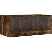 Berkfield Home Coffee Table with Glass Doors Smoked Oak 102x50x42 cm in Brown | Size: 102 x 50 x 42 cm