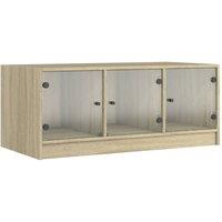 Berkfield Home Coffee Table with Glass Doors Sonoma Oak 102x50x42 cm in Light Oak | Size: 102 x 50 x 42 cm