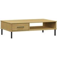 Berkfield Home Coffee Table with Metal Legs Brown Solid Wood Pine OSLO