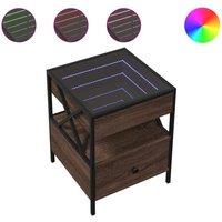 Berkfield Home Coffee Table with Infinity LED Brown Oak 40x40x51 cm | Size: 40 x 40 x 51 cm