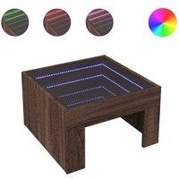 Berkfield Home Coffee Table with Infinity LED Brown Oak 50x50x30 cm | Size: 50 x 50 x 30 cm