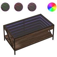 Berkfield Home Coffee Table with Infinity LED Brown Oak 90x50x38 cm | Size: 90 x 50 x 38 cm
