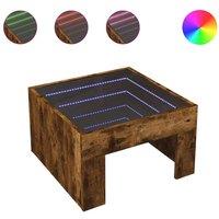 Berkfield Home Coffee Table with Infinity LED Smoked Oak 50x50x30 cm in Brown | Size: 50 x 50 x 30 cm
