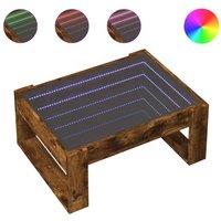 Berkfield Home Coffee Table with Infinity LED Smoked Oak 70x53x30 cm in Brown | Size: 70 x 53 x 30 cm