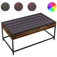 Berkfield Home Coffee Table with Infinity LED Smoked Oak 90x50x41 cm in Brown | Size: 90 x 50 x 41 cm