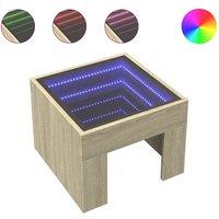 Berkfield Home Coffee Table with Infinity LED Sonoma Oak 40x40x30 cm in Light Brown | Size: 40 x 40 x 30 cm
