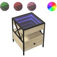 Berkfield Home Coffee Table with Infinity LED Sonoma Oak 40x40x51 cm in Brown | Size: 40 x 40 x 51 cm