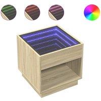 Berkfield Home Coffee Table with Infinity LED Sonoma Oak 50x50x50 cm in Light Oak | Size: 50 x 50 x 50 cm