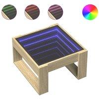 Berkfield Home Coffee Table with Infinity LED Sonoma Oak 50x53x30 cm in Light Oak | Size: 50 x 53 x 30 cm