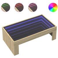 Berkfield Home Coffee Table with Infinity LED Sonoma Oak 90x50x30 cm in Light Tan | Size: 90 x 50 x 30 cm