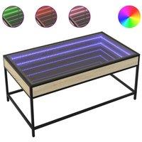 Berkfield Home Coffee Table with Infinity LED Sonoma Oak 90x50x41 cm in Brown | Size: 90 x 50 x 41 cm