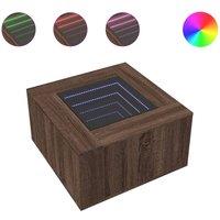 Berkfield Home Coffee Table with LED Brown Oak 60x60x40 cm Engineered Wood | Size: 60 x 60 x 40 cm