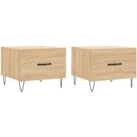 Berkfield Home Coffee Tables 2 pcs Sonoma Oak 50x50x40 cm Engineered Wood in Light Tan | Size: 50 x 50 x 40 cm