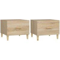 Berkfield Home Coffee Tables 2 pcs Sonoma Oak 50x50x40 cm Engineered Wood in Light Tan | Size: 50 x 50 x 40 cm