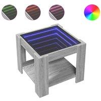 Berkfield Home Coffee Table with LED Grey Sonoma 53x53x45 cm Engineered Wood | Size: 53 x 53 x 45 cm