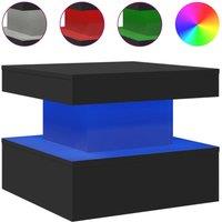Berkfield Home Coffee Table with LED Lights Black 50x50x40 cm | Size: 50 x 50 x 40 cm