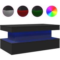 Berkfield Home Coffee Table with LED Lights Black 90x50x40 cm | Size: 90 x 50 x 40 cm