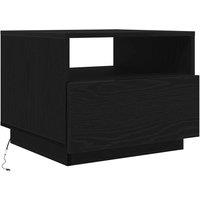 Berkfield Home Coffee Table with LED Lights Black Oak 50x49x40 cm | Size: 50 x 49 x 40 cm
