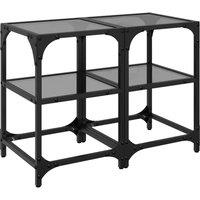 Berkfield Home Coffee Tables with Black Glass Top 2 pcs 30x30x45 cm Steel | Size: 30 x 30 x 45 cm