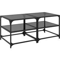 Berkfield Home Coffee Tables with Black Glass Top 2 pcs 50x50x45 cm Steel | Size: 50 x 50 x 45 cm