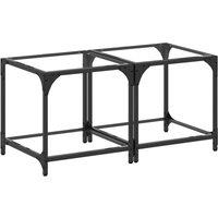 Berkfield Home Coffee Tables with Transparent Glass Top 2 pcs 40x40x40 cm Steel | Size: 40 x 40 x 40 cm