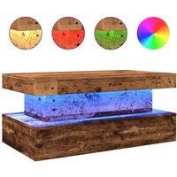 Berkfield Home Coffee Table with LED Lights Old Wood 90x50x40 cm in Brown | Size: 90 x 50 x 40 cm
