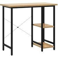 Berkfield Home Computer Desk Black & Light Oak 80x40x72 cm MDF & Metal in Brown | Size: 80 x 40 x 72 cm