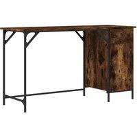 Berkfield Home Computer Desk Smoked Oak 131x48x75 cm Engineered Wood in Brown | Size: 131 x 48 x 75 cm
