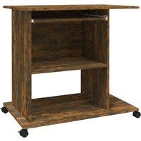 Berkfield Home Computer Desk Smoked Oak 80x50x75 cm Engineered Wood in Brown | Size: 80 x 50 x 75 cm