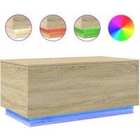 Berkfield Home Coffee Table with LED Lights Sonoma Oak 90x50x40 cm in Light Brown | Size: 90 x 50 x 40 cm