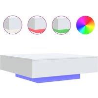 Berkfield Home Coffee Table with LED Lights White 100x100x31 cm | Size: 100 x 100 x 31 cm