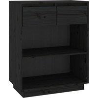 Berkfield Home Console Cabinet Black 60x34x75 cm Solid Wood Pine | Size: 60 x 34 x 75 cm
