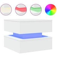 Berkfield Home Coffee Table with LED Lights White 50x50x40 cm | Size: 50 x 50 x 40 cm