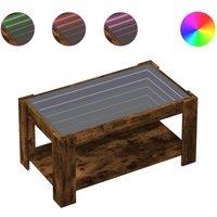 Berkfield Home Coffee Table with LED Smoked Oak 93x53x45 cm Engineered Wood in Brown | Size: 93 x 53 x 45 cm