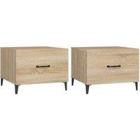 Berkfield Home Coffee Table with Metal Legs 2 pcs Sonoma Oak 50x50x40 cm in Light Oak | Size: 50 x 50 x 40 cm