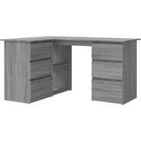 Berkfield Home Corner Desk Grey Sonoma 145x100x76 cm Engineered Wood | Size: 145 x 100 x 76 cm