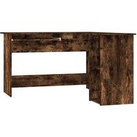 Berkfield Home Corner Desk Smoked Oak 120x140x75 cm Engineered Wood in Brown | Size: 120 x 140 x 75 cm