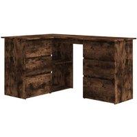 Berkfield Home Corner Desk Smoked Oak 145x100x76 cm Engineered Wood in Brown | Size: 145 x 100 x 76 cm