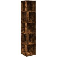 Berkfield Home Corner Cabinet Smoked Oak 33x33x164.5 cm Engineered Wood in Brown