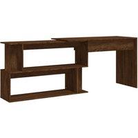 Berkfield Home Corner Desk Brown Oak 200x50x76 cm Engineered Wood | Size: 200 x 50 x 76 cm