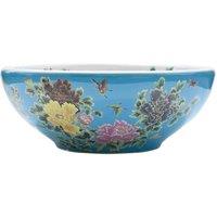 Berkfield Home Countertop Basin Multicolour Round 41x14 cm Ceramic in Blue | Size: 41x14 cm