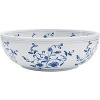 Berkfield Home Countertop Basin White & Blue Round 41x14 cm Ceramic | Size: 41x14 cm