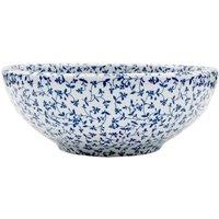 Berkfield Home Countertop Basin White & Blue Round 41x14 cm Ceramic | Size: 41x14 cm