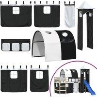 Berkfield Home Curtains for Loft Bed with Tunnel & Tower White & Black