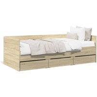 Berkfield Home Daybed with Drawers without Mattress Sonoma Oak 90x200 cm in Light Tan