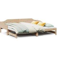 Berkfield Home Daybed with Trundle without Mattress 90x190 cm Single Solid Wood in Light Tan