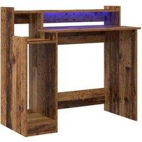 Berkfield Home Desk with Desk Lamps with Shelf with Storage Old wood Engineered wood in Brown